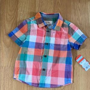 Cat & Jack short sleeve button down shirt plaid